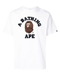 T-shirt à col rond imprimé blanc A Bathing Ape