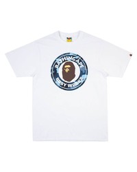 T-shirt à col rond imprimé blanc A Bathing Ape