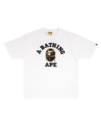 T-shirt à col rond imprimé blanc A Bathing Ape