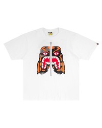 T-shirt à col rond imprimé blanc A Bathing Ape