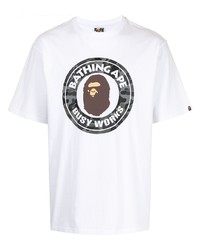 T-shirt à col rond imprimé blanc A Bathing Ape