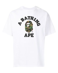 T-shirt à col rond imprimé blanc A Bathing Ape