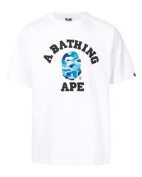 T-shirt à col rond imprimé blanc A Bathing Ape