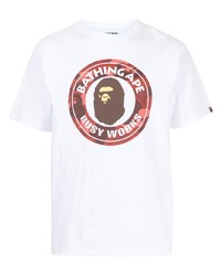 T-shirt à col rond imprimé blanc A Bathing Ape