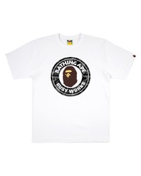 T-shirt à col rond imprimé blanc A Bathing Ape