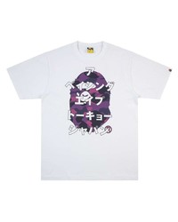 T-shirt à col rond imprimé blanc A Bathing Ape