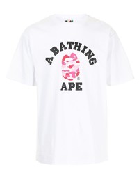 T-shirt à col rond imprimé blanc A Bathing Ape