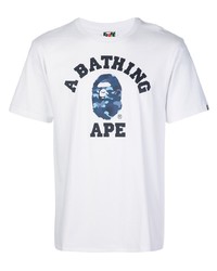 T-shirt à col rond imprimé blanc A Bathing Ape