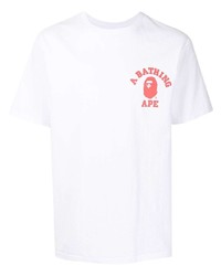 T-shirt à col rond imprimé blanc A Bathing Ape