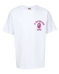 T-shirt à col rond imprimé blanc A Bathing Ape