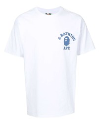 T-shirt à col rond imprimé blanc A Bathing Ape