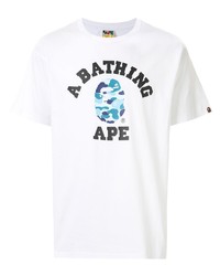 T-shirt à col rond imprimé blanc A Bathing Ape