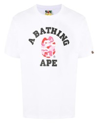 T-shirt à col rond imprimé blanc A Bathing Ape