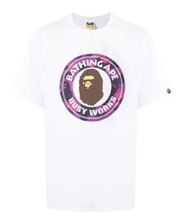 T-shirt à col rond imprimé blanc A Bathing Ape