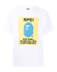 T-shirt à col rond imprimé blanc A Bathing Ape