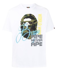 T-shirt à col rond imprimé blanc A Bathing Ape