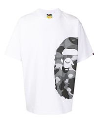 T-shirt à col rond imprimé blanc A Bathing Ape