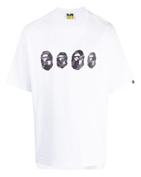 T-shirt à col rond imprimé blanc A Bathing Ape