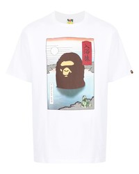 T-shirt à col rond imprimé blanc A Bathing Ape