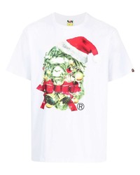 T-shirt à col rond imprimé blanc A Bathing Ape