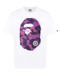 T-shirt à col rond imprimé blanc A Bathing Ape