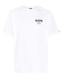 T-shirt à col rond imprimé blanc A Bathing Ape