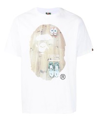 T-shirt à col rond imprimé blanc A Bathing Ape