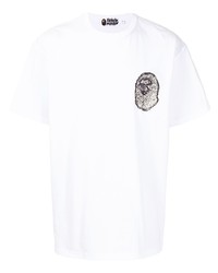 T-shirt à col rond imprimé blanc A Bathing Ape