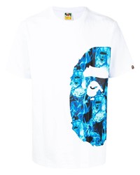 T-shirt à col rond imprimé blanc A Bathing Ape