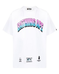 T-shirt à col rond imprimé blanc A Bathing Ape