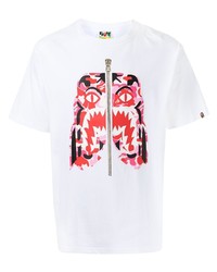 T-shirt à col rond imprimé blanc A Bathing Ape