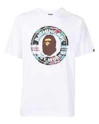 T-shirt à col rond imprimé blanc A Bathing Ape