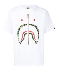 T-shirt à col rond imprimé blanc A Bathing Ape