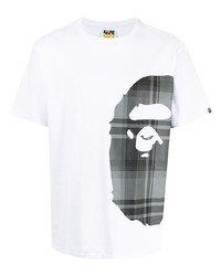 T-shirt à col rond imprimé blanc A Bathing Ape