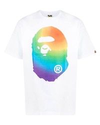 T-shirt à col rond imprimé blanc A Bathing Ape