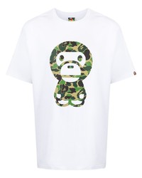 T-shirt à col rond imprimé blanc A Bathing Ape