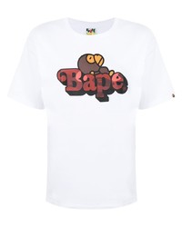 T-shirt à col rond imprimé blanc A Bathing Ape