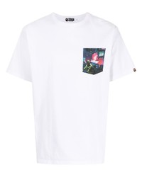 T-shirt à col rond imprimé blanc A Bathing Ape