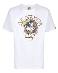 T-shirt à col rond imprimé blanc A Bathing Ape