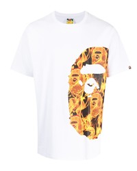 T-shirt à col rond imprimé blanc A Bathing Ape