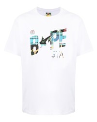 T-shirt à col rond imprimé blanc A Bathing Ape