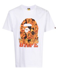 T-shirt à col rond imprimé blanc A Bathing Ape