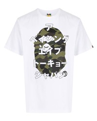 T-shirt à col rond imprimé blanc A Bathing Ape