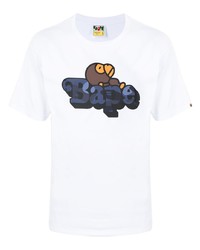 T-shirt à col rond imprimé blanc A Bathing Ape