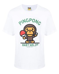 T-shirt à col rond imprimé blanc A Bathing Ape