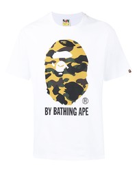 T-shirt à col rond imprimé blanc A Bathing Ape