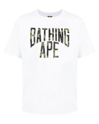 T-shirt à col rond imprimé blanc A Bathing Ape