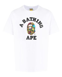 T-shirt à col rond imprimé blanc A Bathing Ape