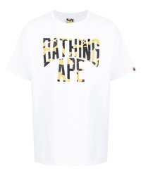 T-shirt à col rond imprimé blanc A Bathing Ape