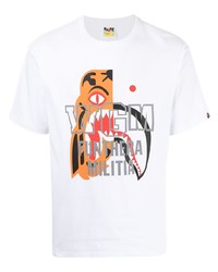 T-shirt à col rond imprimé blanc A Bathing Ape